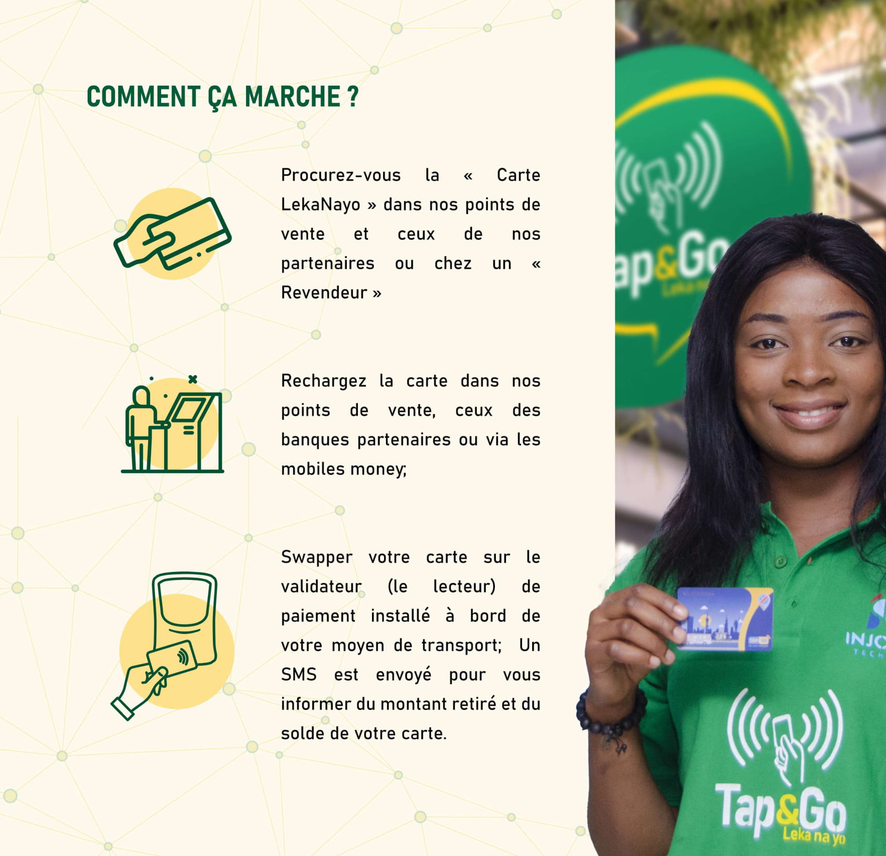 carte prépayée et rechargeable tap&go lekanayo pour la mobilité à kinshasa